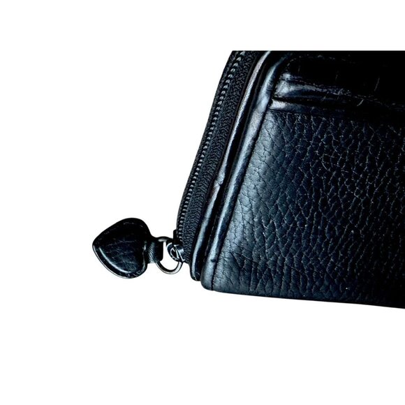 Brighton Black/Brown Pebble Leather Moc Croc Wallet With Decorative Silver-Tone - Picture 11 of 14